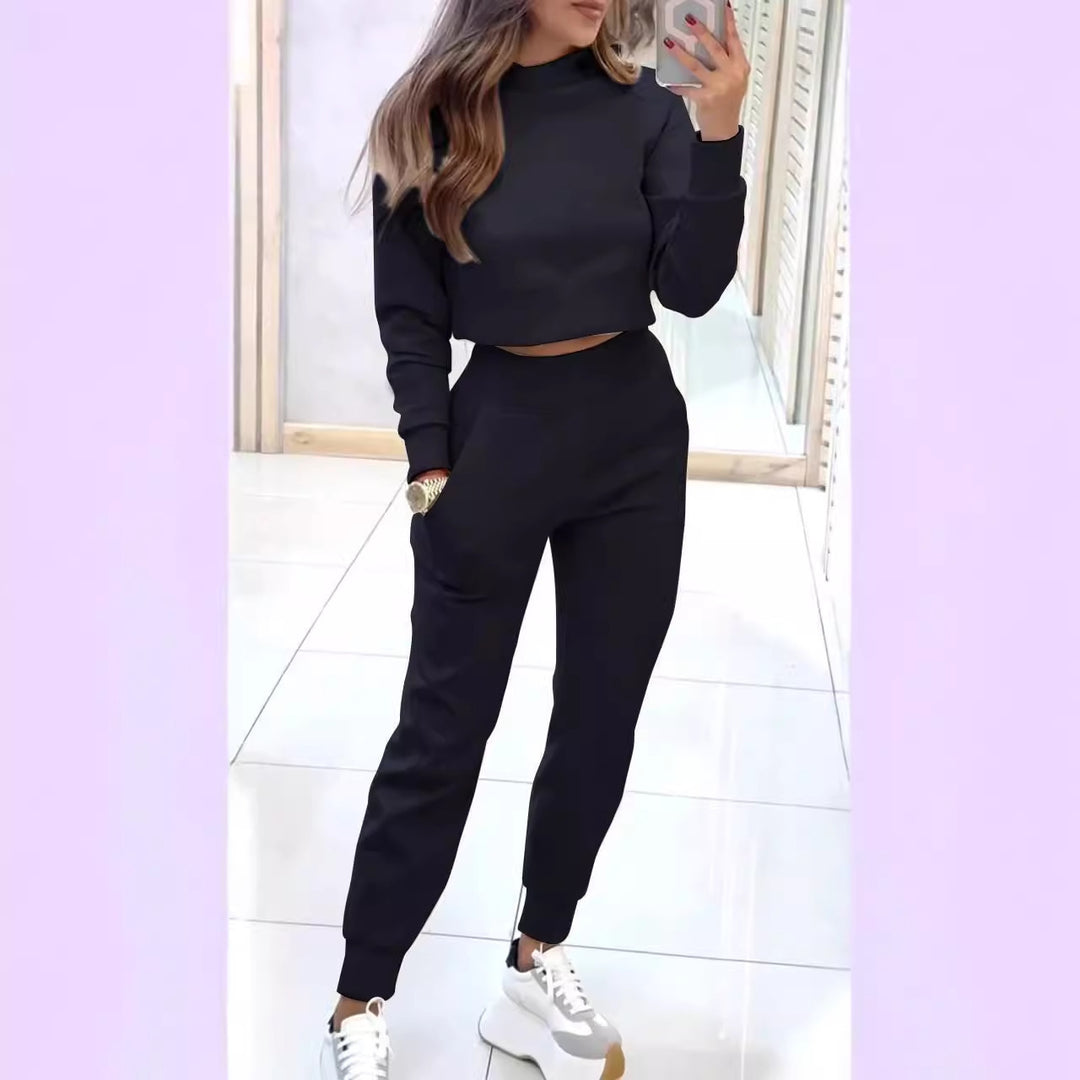 Damen Sportliches Zweiteiler-Set mit hohem Kragen und seitlichen Taschen R&B