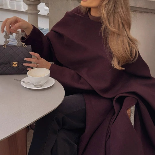 Damen eleganter Überwurf mit asymmetrischem Schnitt R&B
