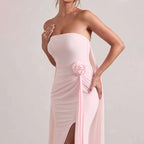 Damen Strapless Abendkleid mit schicker Drapierung und verführerischem Schlitz R&B