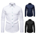 Herren elegantes Langarmhemd mit kreativen Stickdetails R&B