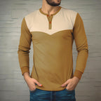 Herren Langarm-Henley-Shirt mit kontrastierenden Akzenten