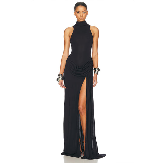 Damen Elegantes Maxi-Kleid mit hohem Schlitz und drapierten Details R&B