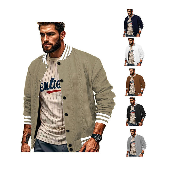 Herren Sportswear-Bomberjacke mit strukturiertem Design und Kontraststreifen R&B
