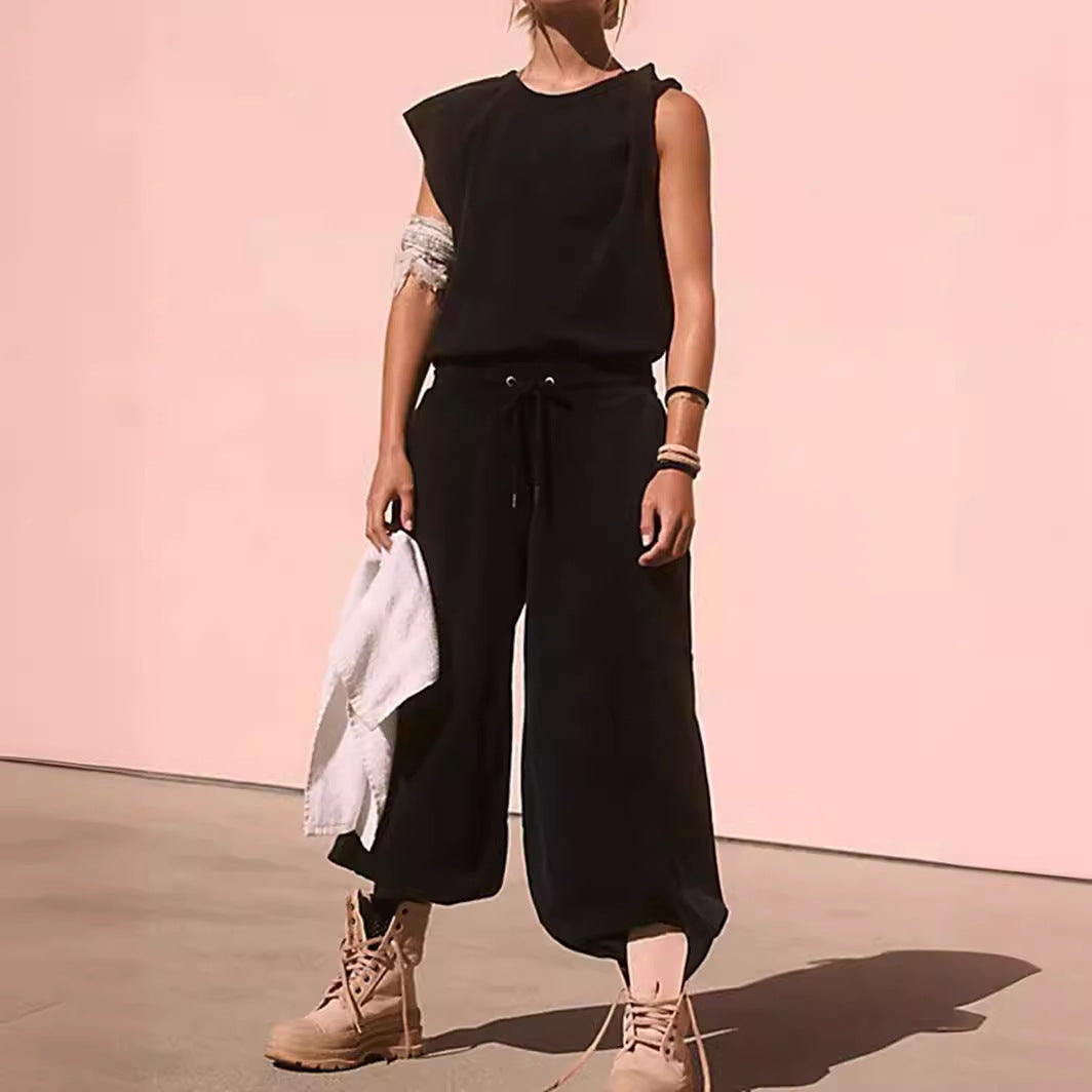 Damen lässiger Sweatanzug mit weiter Silhouette und elastischem Bund R&B