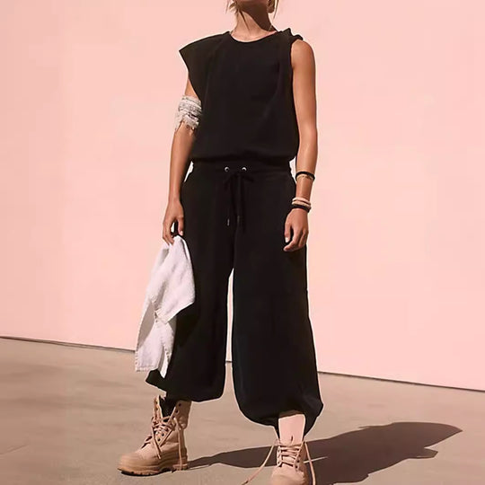 Damen lässiger Sweatanzug mit weiter Silhouette und elastischem Bund R&B