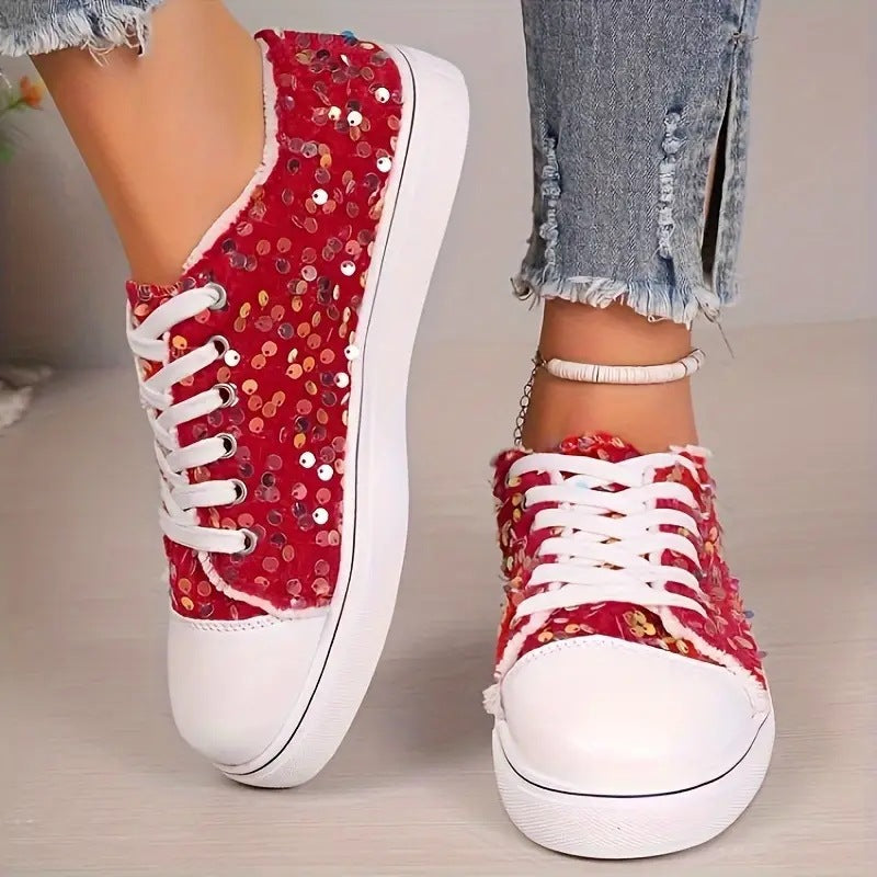 Damen Trendige Sneakers mit funkelnden Pailletten und komfortabler Sohle R&B