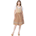 Damen nan traditionelles Oktoberfest Dirndlkleid mit Spitzenbluse, verstellbarer Korsettschnürung und gR&Blümter Schürze R&B