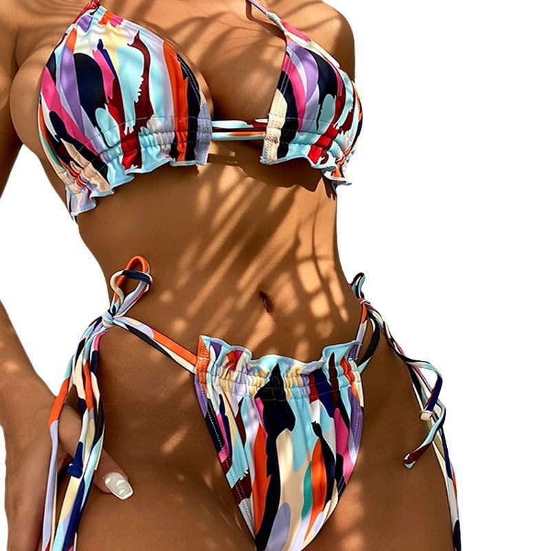 Damen bunter Triangel-Bikini R&B