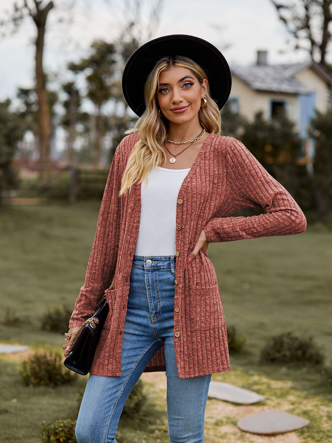 Damen Strickjacke mit strukturiertem Muster und praktischen Taschen R&B 1753970709