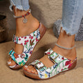 Damen komfortable Sandalen mit floralem Print und verstellbaren Riemen