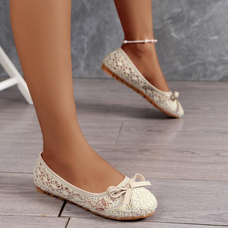 Damen Ballerinas mit filigranem Spitzen-Design und zarter Schleifen-Applikation R&B