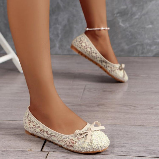 Damen Ballerinas mit filigranem Spitzen-Design und zarter Schleifen-Applikation R&B
