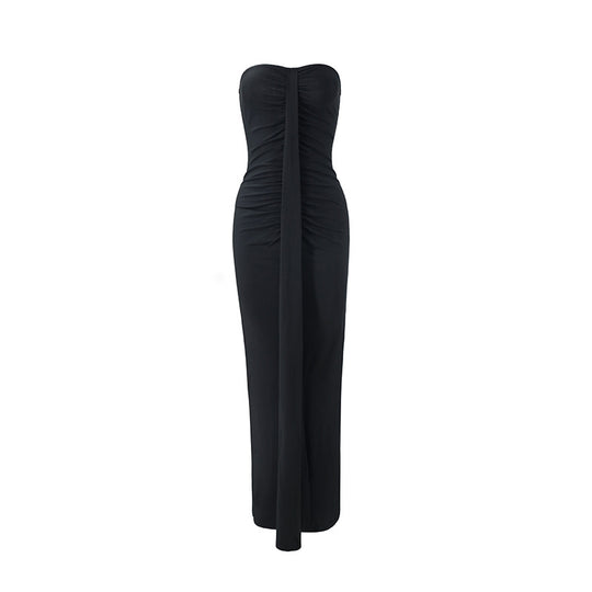 Damen Maxikleid mit schickem trägerlosem Design und figurschmeichelnder Raffung R&B