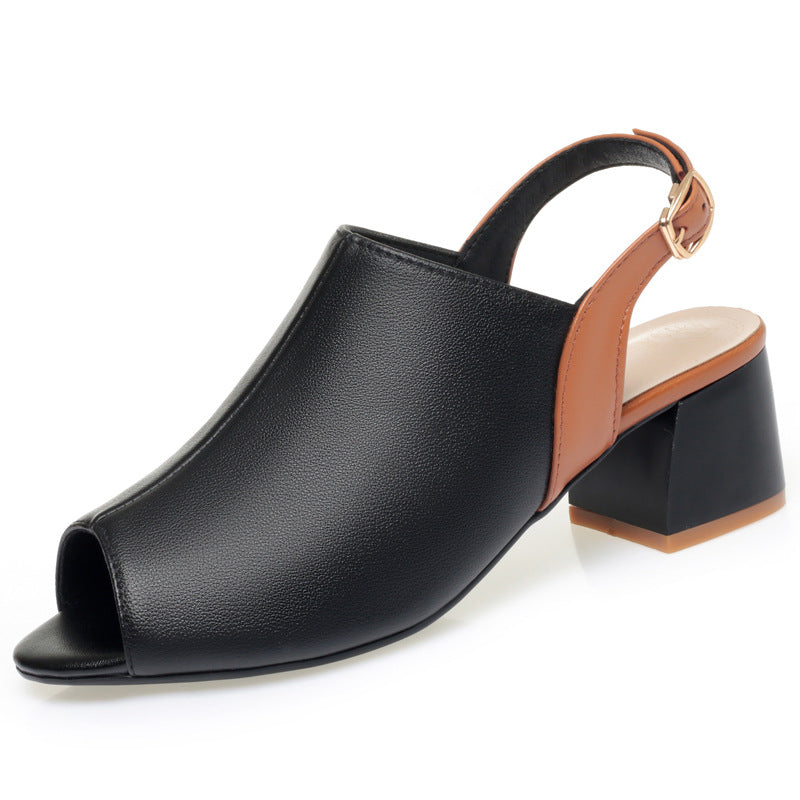 Damen Offene Sling-Pumps mit blockiertem Absatz und eleganter Schnallen-Applikation R&B