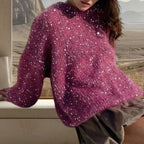 Damen Glitzernder Strickpullover mit weitem Schnitt und eleganten Akzenten R&B