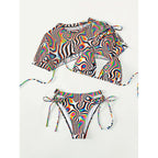 Damen Bikini-Set mit transparentem Oberteil und verstellbaren Trägern R&B