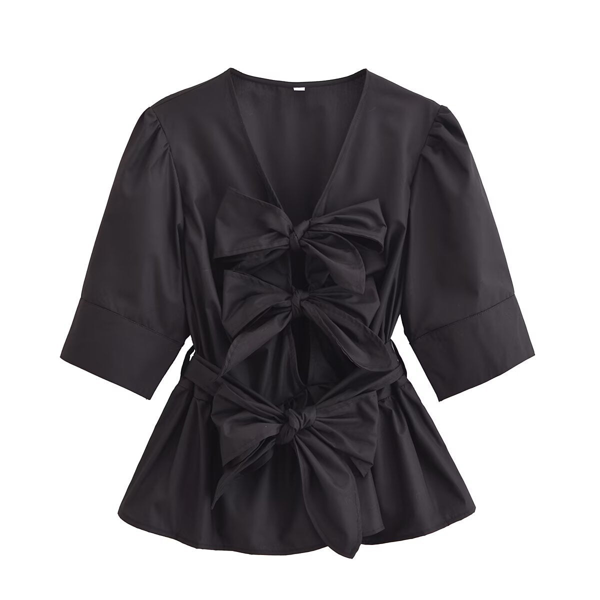 Damen elegante Bluse mit Schleifendetails R&B