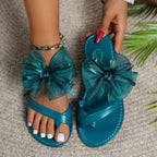 Damen modische Zehentrenner-Sandalen mit glamourösem Schleifen-Design R&B