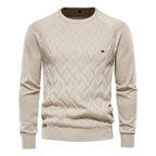 Herren Strickpullover mit strukturierter Rautenmuster-Optik und modischem Rundhalsausschnitt