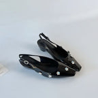 Damen Slingback-Pumps mit floralen Strassverzierungen und elegantem Schnitt