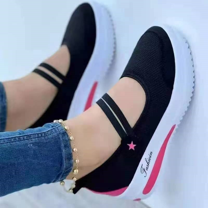 Damen Komfortable Slip-On Sneakers mit elastischem Riemen R&B