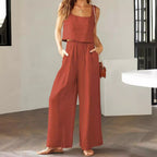 Damen Lässiger Jumpsuit mit weiten Beinen und praktischen Taschen R&B