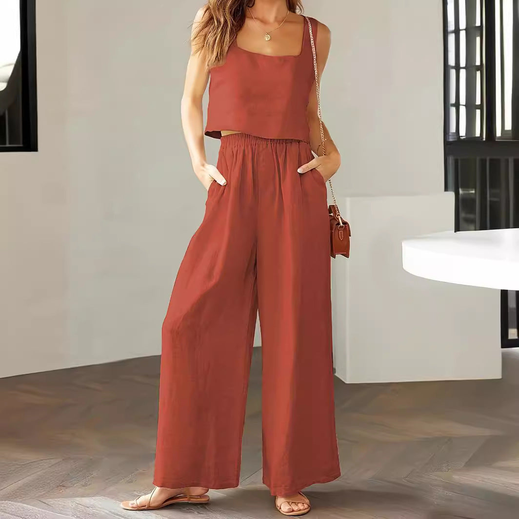 Damen Lässiger Jumpsuit mit weiten Beinen und praktischen Taschen R&B