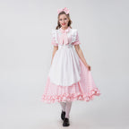 Damen nan Vintage-inspiriertes Karo-Swingkleid mit abnehmbarer Schürze, Rüschenärmeln und Schleifenkragen R&B