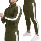 Herren Sportliches Trainingsanzug-Set mit hochgeschlossenem Reißverschluss und Streifen-Details R&B