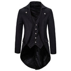Herren eleganter Steampunk-Sakko mit asymmetrischem Schnitt und edlen Details R&B