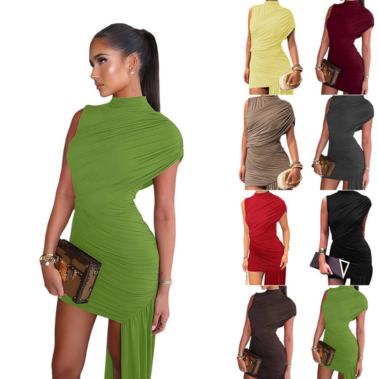 Damen Couture-Minikleid mit asymmetrischem Schnitt und Raffungen R&B