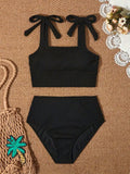 Damen Hochtailliertes Bikini-Set mit BindR&Bändern R&B