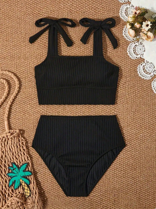 Damen Hochtailliertes Bikini-Set mit BindR&Bändern R&B