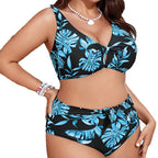 Damen Bikini-Set mit floralem Design und verstellbarem Knoten R&B