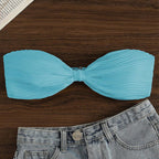 Damen Bandeau-Bikini-Oberteil mit Plissee-Design