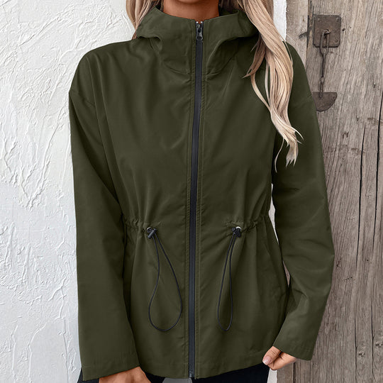 Damen leichte Kapuzenjacke mit einstellbarem Bund R&B