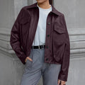 Damen Kunstlederjacke mit praktischen Taschen und modernem Schnitt R&B