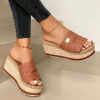 Damen Wedge-Pantoletten mit elegantem Flecht-Design und komfortabler Sohle R&B