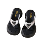 Damen Komfortable Badesandalen mit modischem Absatz und funkelndem Detail EB
