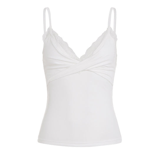 Damen Elegantes Spitzen-Cami-Top mit enganliegendem Schnitt und verstellbaren Trägern R&B