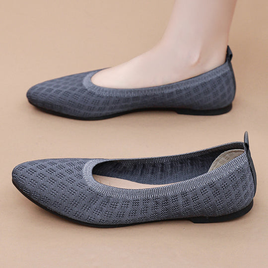 Damen atmungsaktive und elegante Ballerinas mit flexiblem Strickdesign R&B