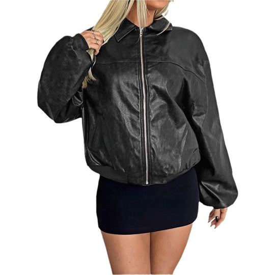 Damen Kunstleder Bomberjacke R&B