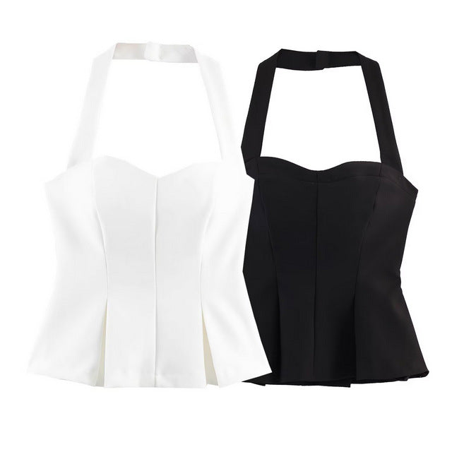 Damen Haltertop mit elegantem Taillenschnitt und feinen Plisseedetails R&B