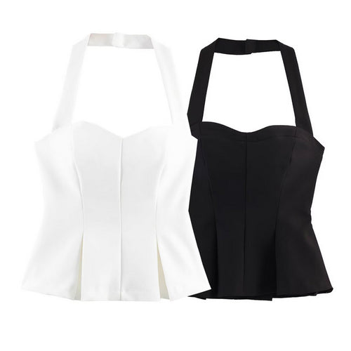 Damen Haltertop mit elegantem Taillenschnitt und feinen Plisseedetails R&B