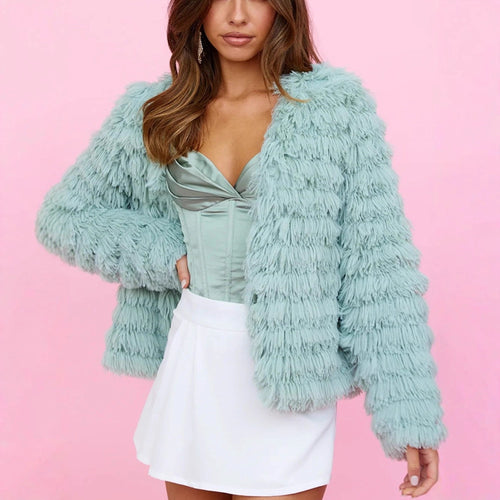 Damen Flauschiger Überwurf R&B