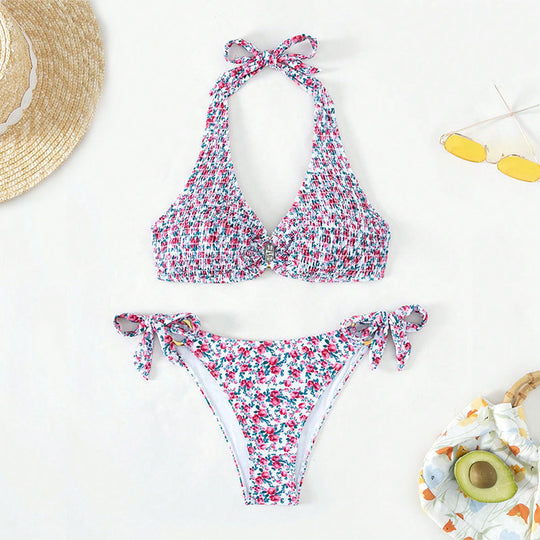Damen Triangel-Bikini mit verstellbaren Trägern und floralem Design R&B
