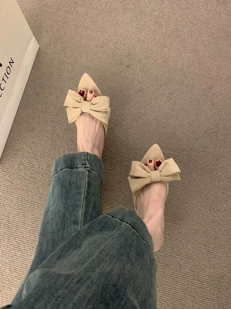 Damen elegante Pantolette mit dekorativem Schleifenapplikation R&B