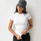 Damen Figurbetontes Kurzarmshirt mit strukturiertem Design R&B