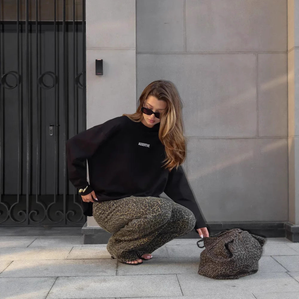 Damen Oversized Sweatshirt mit sportlichem Schriftzug R&B