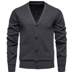 Herren kuschelige Strickjacke mit V-Ausschnitt und Knopfleiste R&B